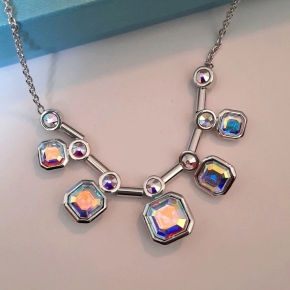 Squared Up necklace by Touchstone Crystal aurore boreale crystals by Swarovski